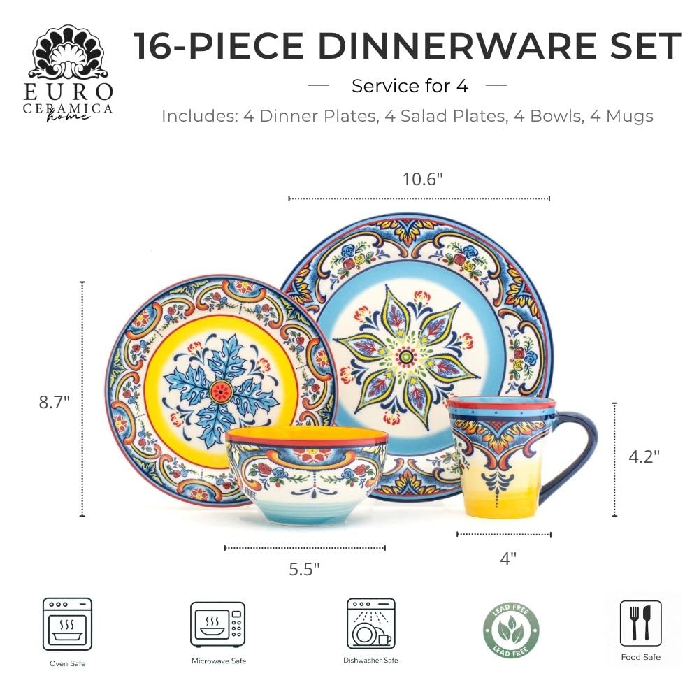 合計４点セット　Ceramika Artystyczna Amazon.com | Euro Ceramica Zanzibar Collection 16 Piece Dinnerware